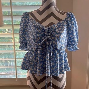 Ditsy floral drawstring top
